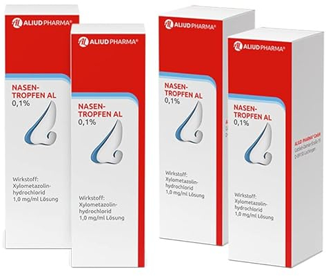 ALIUD PHARMA Nasentropfen AL 0,1%, Lösung 10 ml, 4 Packungen: Mit abschwellender Wirkung bei einer verstopften Nase durch Schnupfen