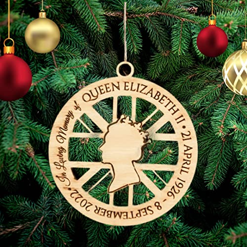 Queen Elizabeth II. Weihnachtsbaumschmuck Weihnachtsdeko Ornament Weihnachtsdeko aus Holz Weihnachtsbaum Deko Weihnachtsdekoration Ornament Holz Christbaumschmuck