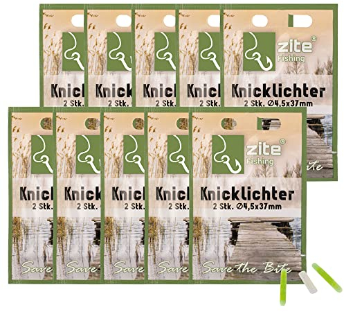 Zite Fishing Knicklichter Nacht-Angeln 20 STK/Bissanzeiger & Bissmelder Hilfe für Angler/Lange Leuchtdauer & Standard Maß 4,5x37mm