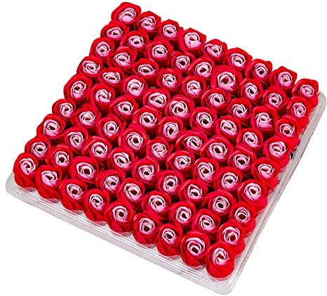 81 unidades de jabón de rosas artificiales, jabones perfumados con forma de rosa en caja de regalo, jabón perfumado de flora, flor de rosa, regalo para aniversario, cumpleaños, boda, día de San