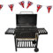 XXL BBQ Smoker Holzkohlegrill Tragbar Edelstahl Verstellbar Ofen Thermometer Seitenablagen Hängehaken Flaschenöffner Räder & Union Jack Wimpelkette 25 Dreiecksflaggen 10m Doppelseitig