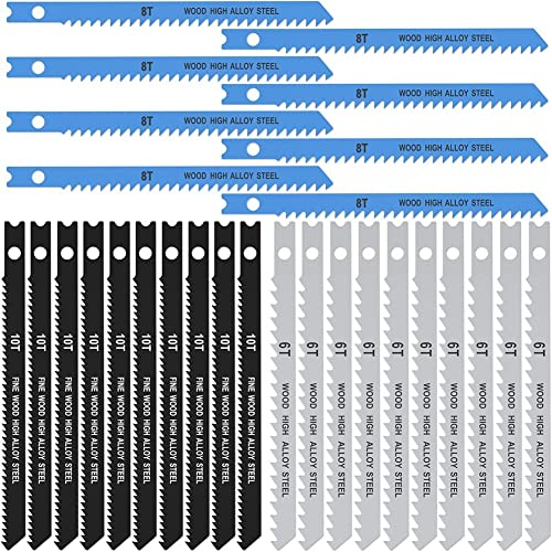 Jdeijfev StichsäGeblatt-Set 6T 8T 10T SäGebläTter Kohlenstoffstahl, SäGebläTter mit U-Schaft, Scharfem, Schnell Geschnittenem Blatt, Holzbearbeitungswerkzeug