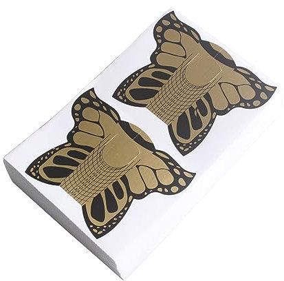BeautyLeader 100pcs Nail Form Pro Butterfly Square Tips Nail Forms for C Curve Acrylic UV Gel Nails Builder Nail Extension Nail Art Tool Guide Stickers Dispense