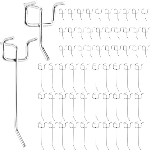 JMIATRY Pack of 60 Perforated Wall Hooks, Pegboard Accessories Hooks, Perforated Sheet Metal Tool Wall Hooks, Pegboard Hooks for Tool Holder Wall, Garage, Shelf,