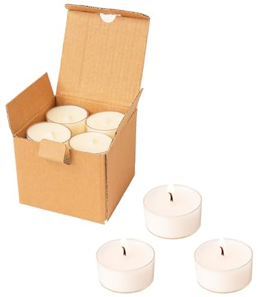 MUUFAZA 12 White Unscented Natural Soy Tealight Candles in Clear Cup