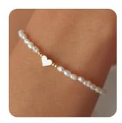 Auiremrti Perlen-Liebesarmband für Frauen,Hypoallergenes Süßwasserperlen-Armband,Elegantes Liebes-wasserdichtes Armband für Mädchen,Lichtecht