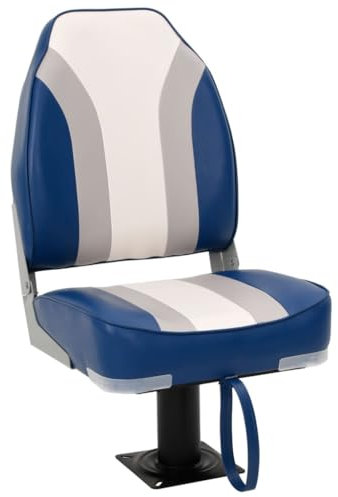 vidaXL Bootssitz mit Podest, Bootsstuhl mit Rückenlehne, Steuerstuhl Klappbar 360° Drehbar, Steuersitz Klappsitz, Kunststoff Stahl