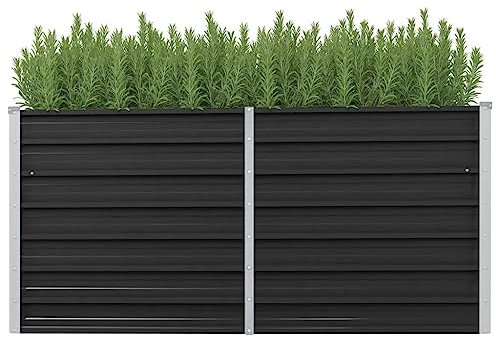 Myheimly Hochbeet Pflanzkübel Pflanzbeet Gemüsebeet Gartenbeet Frühbeet Blumenkasten Pflanzkasten Garten Verzinkter Stahl Anthrazit 160 x 40 x 77 cm