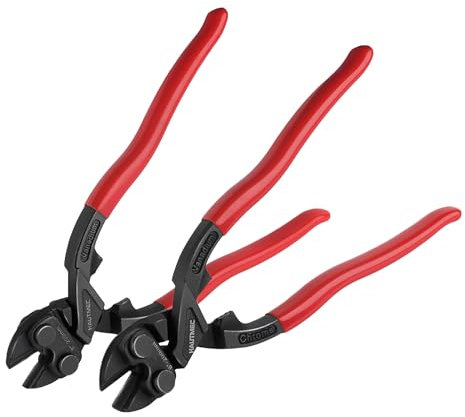HAUTMEC Mini Bolt Cutters Plier Set, 8 High Leverage Compact Bolt Cutter and Diagonal Cutting Pliers, Anti-Slip Grip, CRV Blade, Flush Cutter for Locks, Bolts,Wires, Cables, Rivets, and Chains