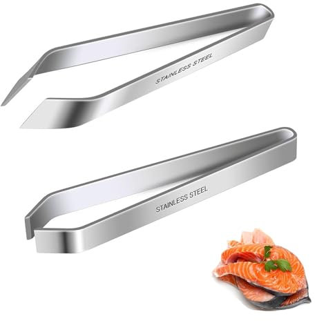 2 pinzette da cucina da 11,5 cm, pinzette a spina di pesce, pinzette per spina di pesce, pinzette a spina di pesce, pinzette in acciaio inox per pesce pollo anatra maiale