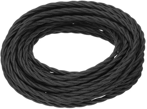 QUARKZMAN 32.8 Pies Cable Eléctrico Cubierto De Tela Trenzada, 18/3 Cable Eléctrico Cubierto De Tela Vintage Cable Industrial Para Proyectos DIY De Lámparas Colgantes, Negro