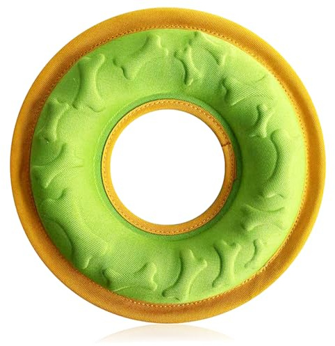 HeiPen Dog Frisbee Toy-Watherproof Floating Disc for Aquatic Play & Convertible Temporary Dog Bowl, Durable Nylon Fetch Toy for Easy Catch,Outdoor Training and Feeding (Green)