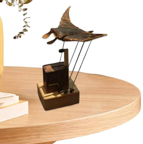Figuras de madera | Figuras de movimiento de natación hechas a mano Manta Ray - Decoración realista del hogar para cumpleaños, vacaciones, ventana, mesa, dormitorio, interior, cocina, oficina, estante