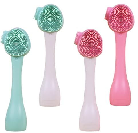 DECHOUS 4 pièces Brosse Nettoyage Visage Silicone Brosse Exfoliante Douce Massante Nettoyage en Profondeur Anti-points Noirs
