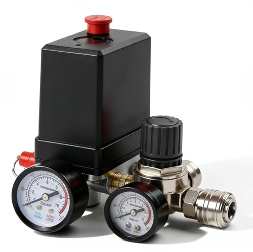 Regulador de presión, compresor de interruptor de presión, 220 V, 120 psi, interruptor de compresor con manómetro, válvula de control y válvula de seguridad, regulador de interruptor de compresor