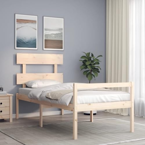 Genérico Cama para Personas Mayores con cabecero Madera Maciza,Mobiliario,Camas y Accesorios,Camas y somieres-3195311