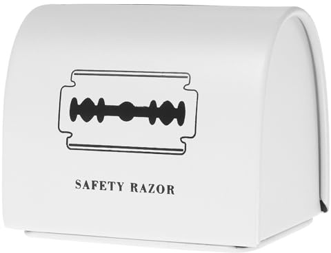 Caja Metálica para Hojas de Afeitar, Gran Capacidad, Blanco Elegante | Hojalata Sellada y Resistente Humedad, Organiza Herramientas de Afeitado, Uso Multiusos, Formato Compacto
