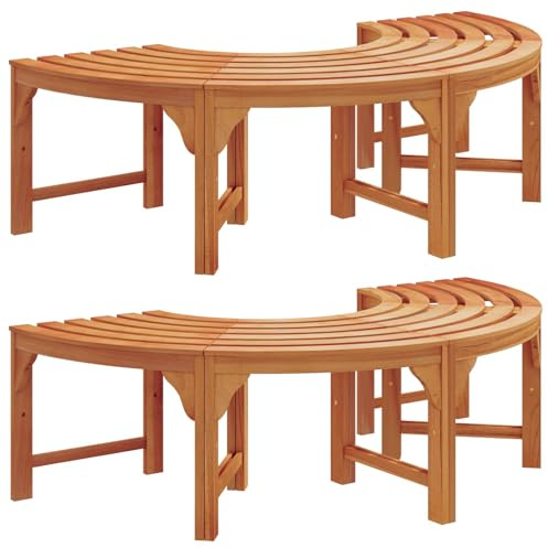 Makastle Banc d'arbre en Bois d'Eucalyptus Massif Naturel 160 x 80 x 45 cm, Lot de 2