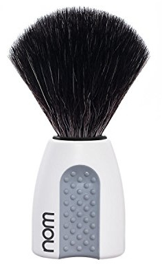 Nom Shaving Brushes =Brocha De Afeitar Nom Fibra Tejón Negro Serie Erik Blanca, Único, Estándar