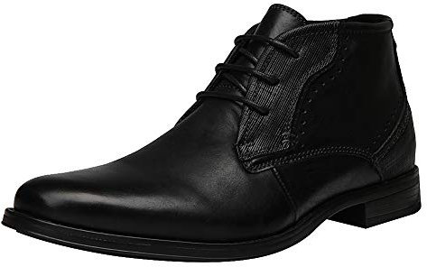 rismart Herren Knöchel hoch Runder Zeh Stilvoll Leder Chukka Bootsschuhe SN01745(Schwarz_a,44 EU)