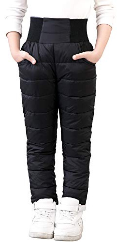 UGREVZ Girls Boys Snow Pants 2-9 years old Thick Winter Warm Pants Girl Activewear Clothes(A0001Black-6)