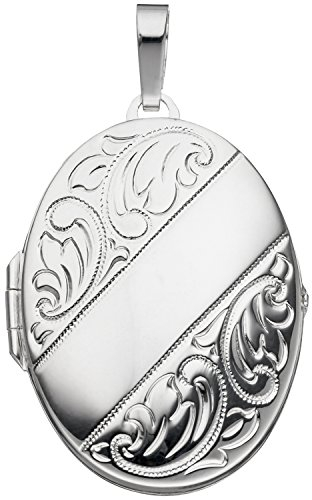 Jobo Damen-Medaillon aus 925 Sterling Silber Oval zum Öffnen für 2 Fotos