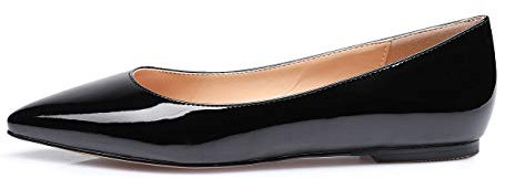Castamere Womens Pointed Toe Low Heels Casual Slip-On Ballet Flats Shoes Black Patent Pumps UK 4