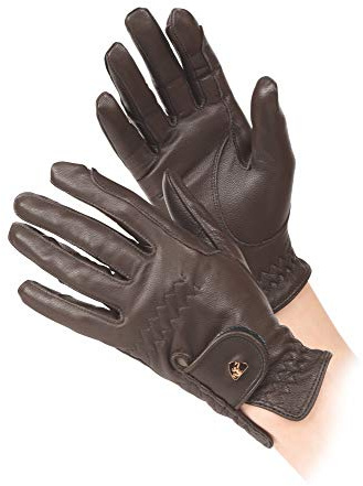 Shires Aubrion Leather Horse Riding Gloves - Child Sizes in Brown X-Large, Brown