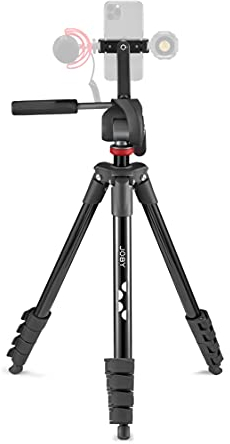 JOBY Compact Advanced Kit, Kamera-/Smartphone-Stativ mit 3-Weg-Kopf, Schnellwechselbefestigung ¼-20 , Smartphone-Halterung, Tragetasche, DSLR, spiegellose Kamera, Farbe: Schwarz, Tragkraft 3 Kg