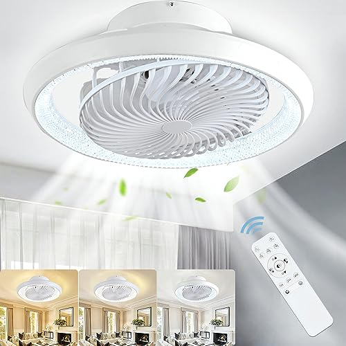 MQW Deckenventilator mit Beleuchtung leise, Deckenleuchte mit Ventilator 360° Drehbare, LED Dimmbar 72W mit Fernbedienung Ventilator lampe, Deckenlampe ür Wohnzimmer, Esszimmer, Schlafzimmer, 49CM