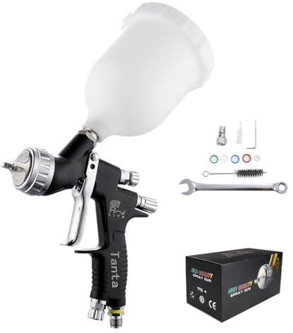 Pistolet HVLP d'air comprimé pour carrosserie automobile Capacité 600 CC Buses 1,3 mm Peinture maison, voiture, meubles, vernis, finition (noir)