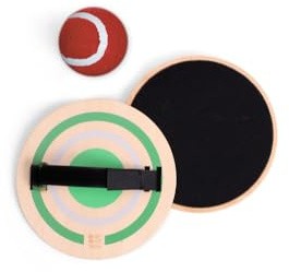 Catch Game GA473 – Jeu de Lancer en Bois avec Velcro, 2 cibles Rondes et 1 Balle, Coordination œil-Main et motricité Globale