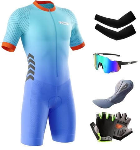 Traje de Triatlón de Manga Corta para Hombre,Traje de Ciclismo Hombres de Traje Tri,Traje de Ciclismo de Secado rápido MTB Mono Racing (Typ-3,XS)