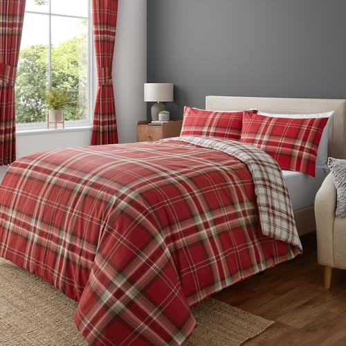 MAQUE Rouge Housse de Couette 220x240 Carreaux RéTro 3D ImpriméE Microfibre Parure de Lit 220x240 Adulte, Housse Couette 220x240 avec Fermeture éClair et 2 Taies d'oreiller 65x65