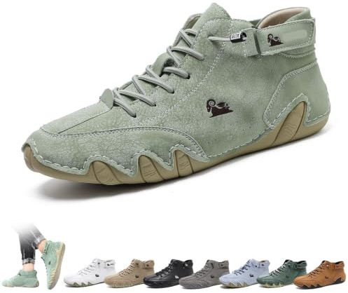 Botas Altas Italianas Hechas A Mano para Hombres Zapatos Beck Minimalistas Al Aire Libre Zapatos Descalzos Informales Antideslizantes Transpirables para Caminar Senderismo Conducir Botas Chukka(Light
