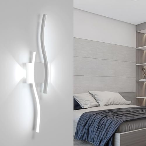 Comely Applique da Parete Interno, 20W 2250LM Lampada da Parete LED Moderno Bianco, Lungo LED Lampada a Muro per Soggiorno, Camera da letto, Scale, Corridoio, 6500K Bianco Freddo