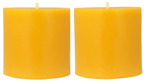 Danilovo Stumpenkerzen aus 100% Bienenwachs – Bienenwachskerzen in Premium-Qualität, Luxuriöses Accessoire für ein Gemütliches Zuhause (2 Stk., 7.5 x 7.5 cm, Brenndauer 50 Std)