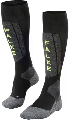 FALKE SK5 Expert M Kh seda hilo funcional finos cálidos 1 par, Calcetines de esquí Hombre, Negro Black-Lightning 3171 Trend, 42-43