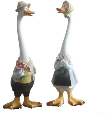Advokingtap Ornamento in resina a forma di anatra, decorazioni da giardino divertenti per esterni, adatto per giardini e cortili, 15 x 13 x 34 cm (C)
