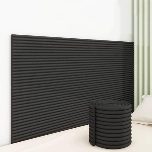 Vadderade väggpaneler, självhäftande väggklistermärken, 3D-anti-kollision väggdyna, vadderad sänggavel, extra tjock remsa skydd svart 20 x 200 cm