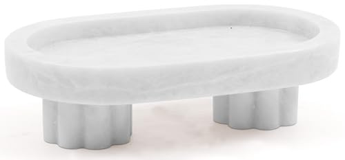 Oval bricka med stativ (vit)