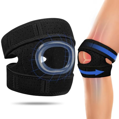 Fefod Rodillera Original, Ortho Rodilleras con 2 Correas Ajustables, Silicona 3D Rodilleras Menisco y Ligamento, Respirable Rodilleras Deportiva Artritis Desgarro de Menisco para Hombre y Mujer, Negra