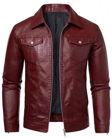 Zbrandy Leather Jacket Men Black Faux Leather Jackets Mens Moto Biker Coat Outwear Windproof