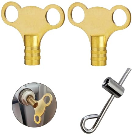 Zolventiq 3 Pcs Solid Brass Radiator Bleed Key - 5mm Radiator Key for Venting and Bleeding, Heavy Duty Radiators Plumbing Bleed Keys, UK Radiators Valve Clock Keys