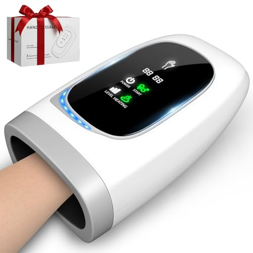 Cordless Heated Hand Massager with Compression, 3 Modes, 5 Intensity Levels for Arthritis, Auto Timer, Carpal Tunnel & Pain Relief, Valentines Gifts for Women Men Mom Dad