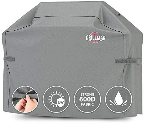 Grillman Grill Abdeckhaube Gasgrill Grillabdeckung Regendicht BBQ Abdeckung Cover Schutzhülle Haube Staubdicht Grill Abdeckplane Grillschutz 163 x 61 x 122cm - Grau