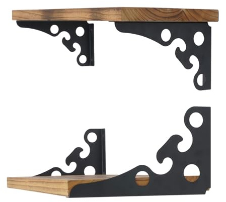Ouvin Decorative Wall Brackets 4 Pack Floating Shelf Brackets 12inch Retro Black Multifunctional Corner Brace Shelf Support with Screws (150 mm/6 inch) Black