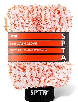 SPTA Guanto Lavaggio, 3PC Guanto Lavaggio Auto Premium Microfibra Assorbente - Guanto per Auto e Cerchioni impeccabili, per Pulire e preparare l'auto