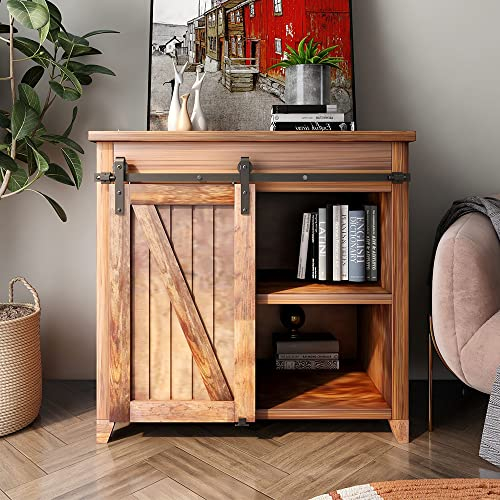 BONIKLUBA 5FT/153cm Mini Sliding Barn Door Hardware Small Sliding Rail Kit for Single TV Stand Wardrobe Cabinet (No Cabinet Door)