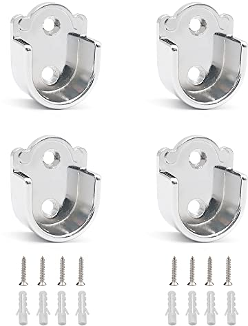 GOIYZTTR 4 Piezas Soporte para Barra Armario de Aleación de Zinc Soporte de Brida en U Soporte Barra Ovalada para Armario Baño Cocina(25mm）